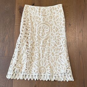 Cream Crochet Midi Skirt - Women